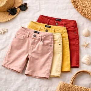 Bundle 4 Suko Jeans Shorts Size 2 Stretch Pink Mustard Yellow Rust Summer